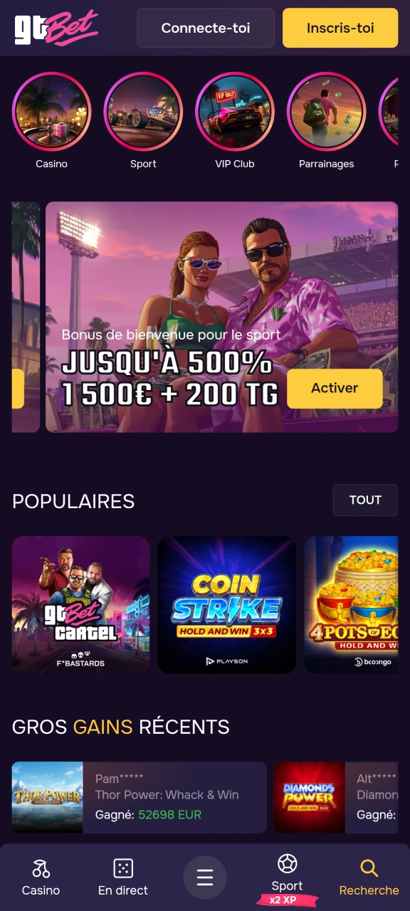 Ouvrez l'application GTbet installée sur votre appareil iOS.